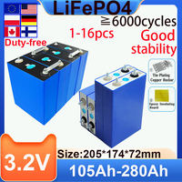Grade A 3.2V 280Ah LiFePO4 Battery 4Pcs 105Ah 100% High Capacity 6000 Deep Cycles For RV EV Yacht DIY Solar