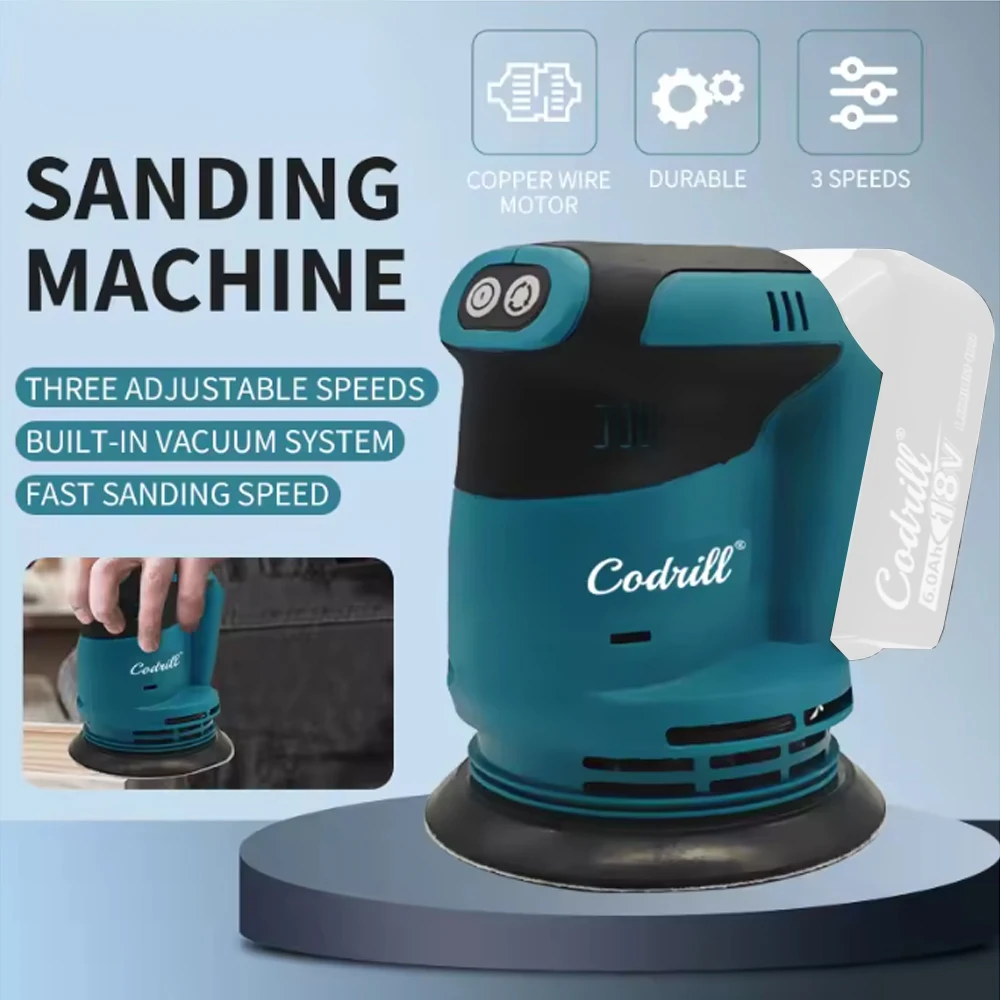 

Rechargeable Disc Cordless 18V Random Orbit Sander Woodworking Sanding Putty Polishing Bare Metal Power Tool