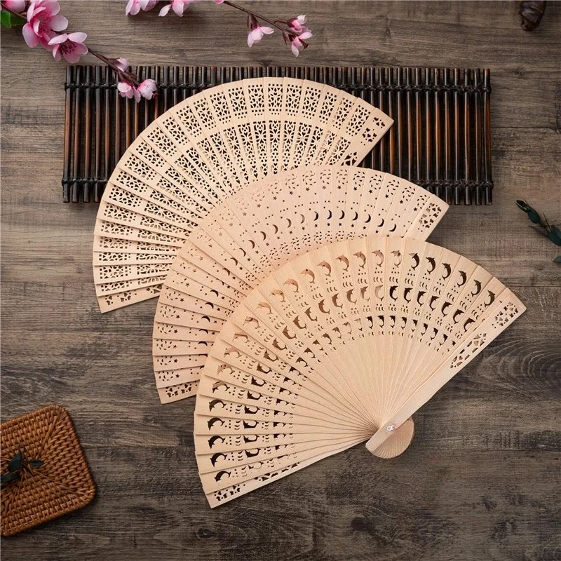 Éventail à main pliant en bois de 8 pouces, éventails chinois en bambou, éventails de danse portables pour femmes, décor de fête de mariage, éventail de danse, artisanat cadeau
