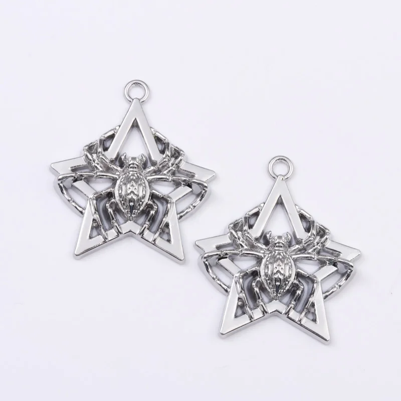 5pcs New Five-pointed Star Spider Charms Punk Fashion Style Pendants For Making DIY Jewelry Handmade Accessories Necklace