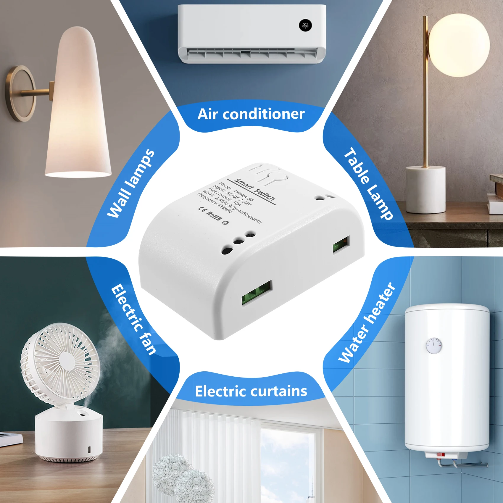 

Модуль умного переключателя Tuya Wi-Fi AC/DC7-32 В RF 433, радиопульт дистанционного управления, 1/2 канала, реле для умного дома Alexa-Y41A