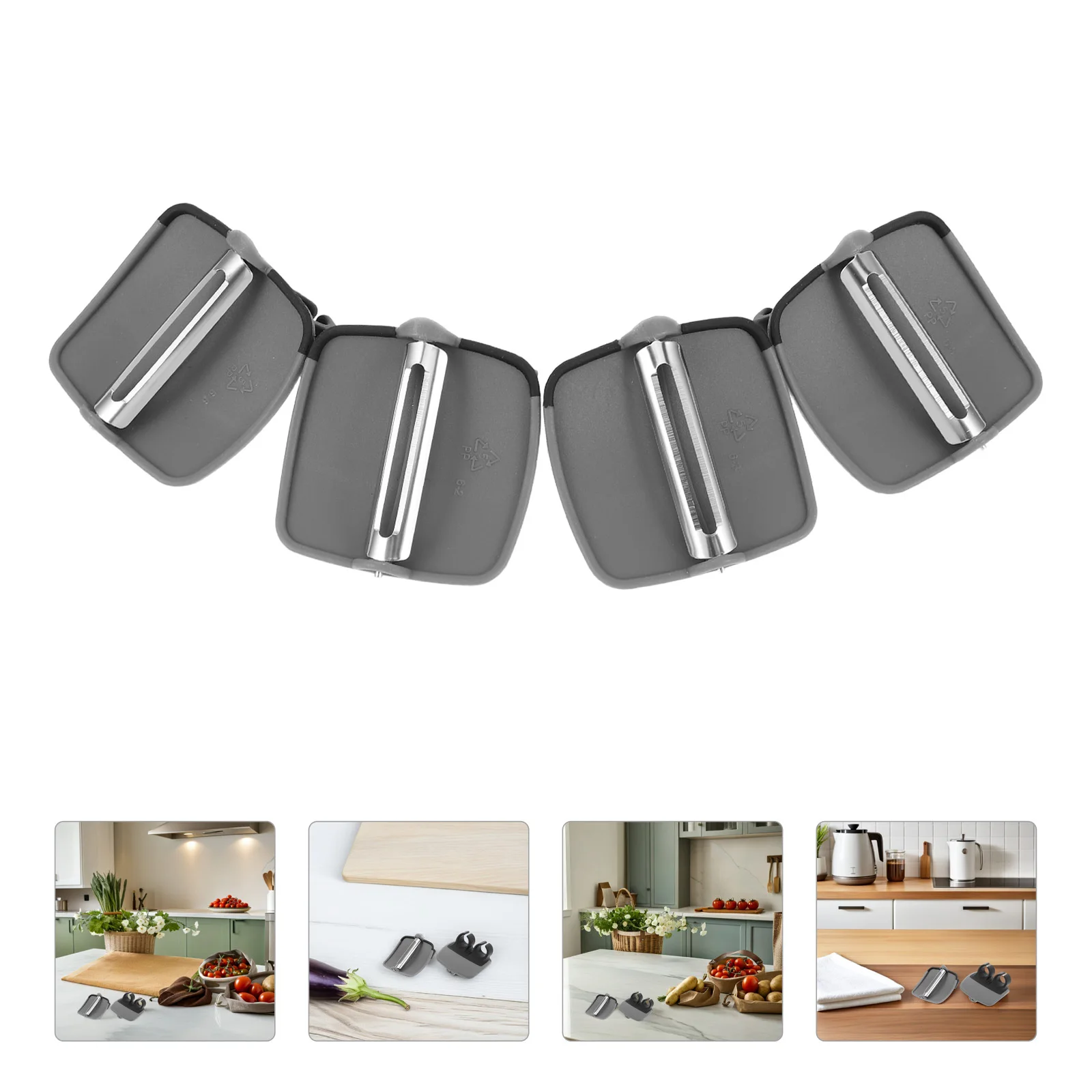

4Pcs Handheld Peeler Stainless Steel Non-Slip Handle for Kitchen Use Vegetable Fruit Carrot Cucumber Palm Design Efficient
