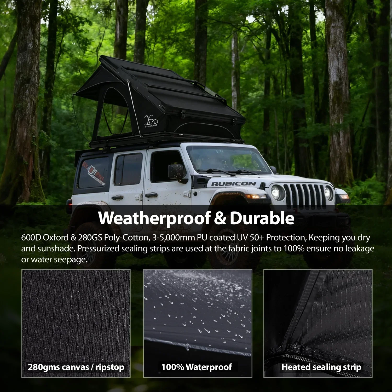 YOUNGHUNTER 4x4 الألومنيوم X على شكل إطار سقف علوي خيمة التخييم ماكس عالية تصميم مثلث للمغامرات في الهواء الطلق