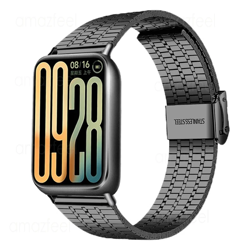 سوار لساعة Xiaomi Mi Band 9 Pro من الفولاذ المقاوم للصدأ لساعة Redmi 4 حزام معدني Correas reloj لـ mi band 8 pro Correa