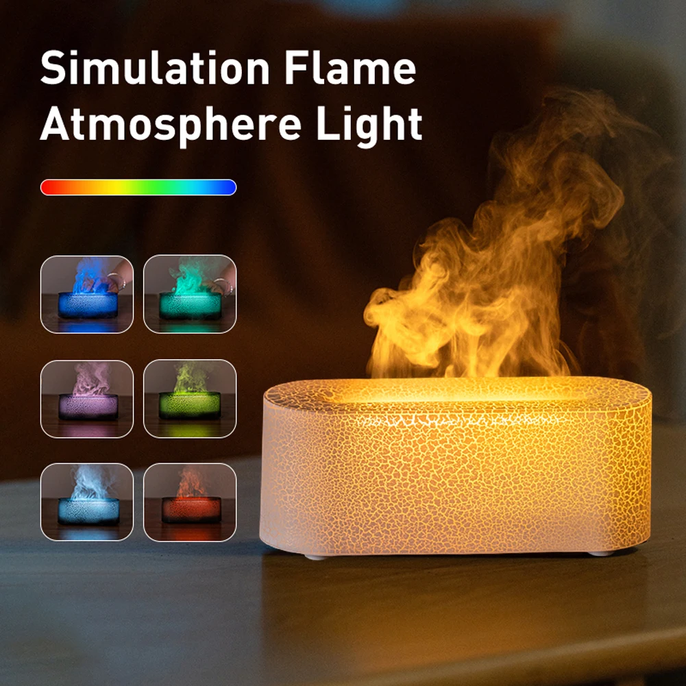 USB 7 Colorful Flame Aroma Diffuser Waterless Auto-Off Aroma Essential Oil Diffuser Humidifier Rechargeable for Spa Yoga Gym