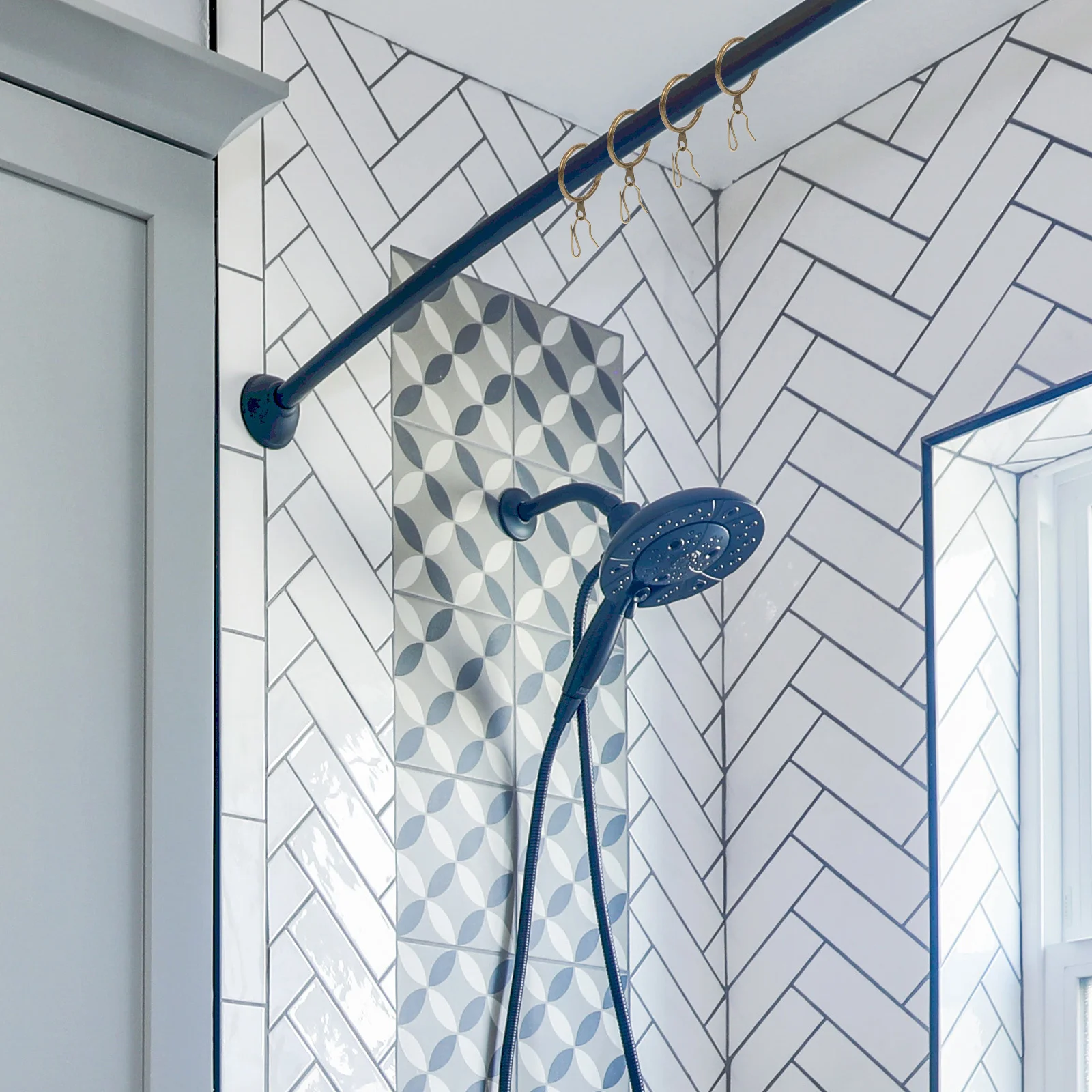 40 مجموعة من دوائر تعليق الستائر الحديدية عالية الجودة مقاومة للصدأ لستائر الدش وستائر النوافذ تستخدم حلقات الستائر #6