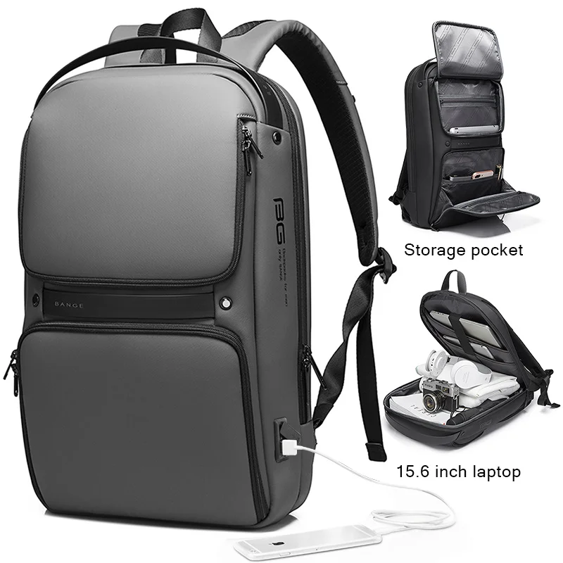 

BANGE Original Unique Design Multi-Layer Space Business Backpacks Men Teenage USB External Charge 15.6 Laptop Traval Backpack