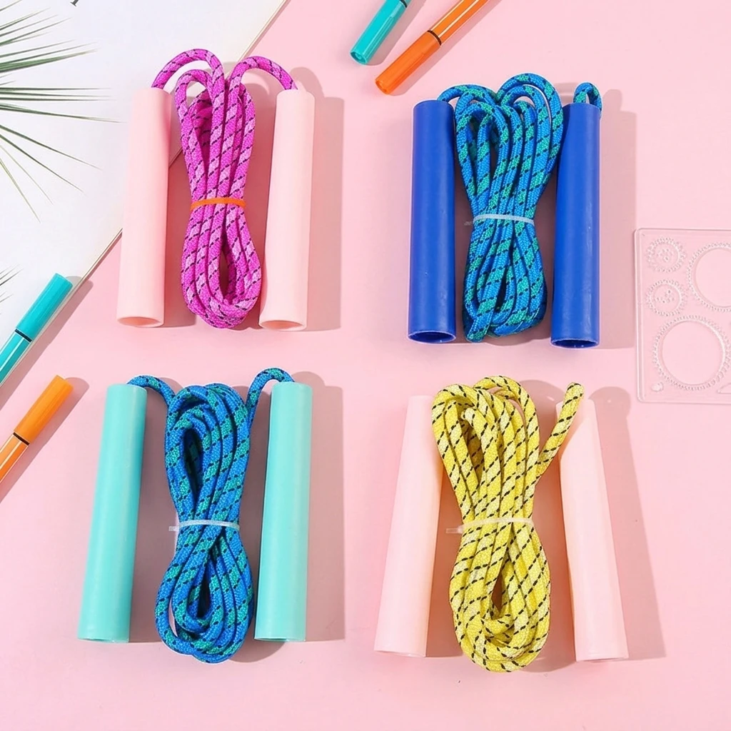 Plastic Jump Rope Adjustable Length With Non Slip Handles Smooth Rotation For Indoor Outdoor Fitness Kids