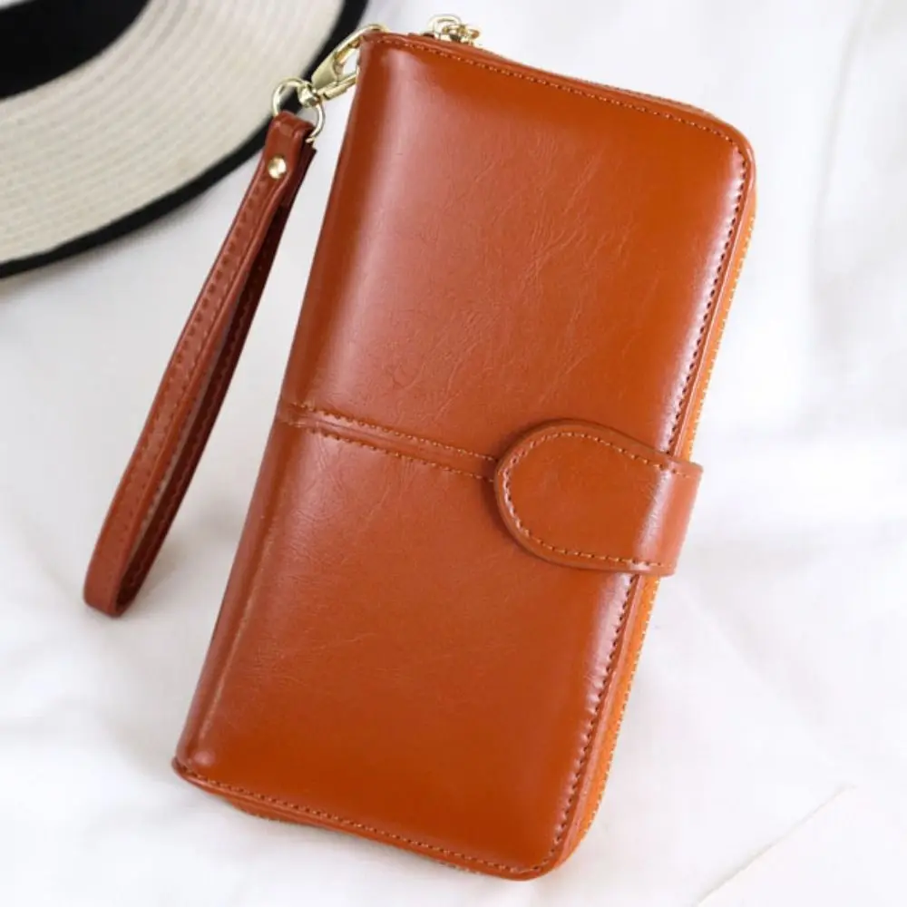 Water-proof Purse PU Leather Long Wallet Foldable Zipper Two Fold Wallet Large Capacity Multifunctional Women Card Holder Men