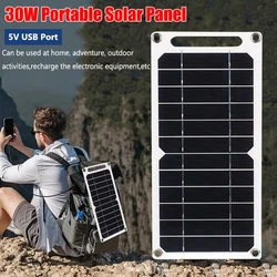 30W Portable Solar Panel 5V USB Waterproof Outdoor Hiking Camping Battery Mobile Phone Charging Power Bank Solar Charger
