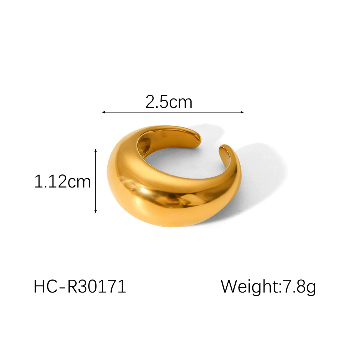 Smooth Open Ring Punk Gold Geometric Finger Accessories Light Luxury Design Ring 18k Gold Plated Women Accessories Jewelry
