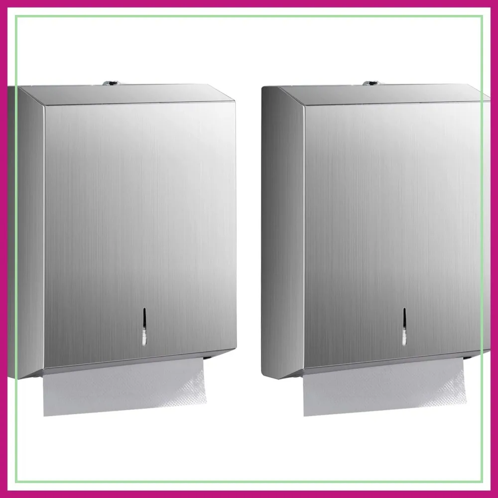 

Stainless Steel Paper Towel Dispenser Wall Mount, Large Capacity for Multifold & Trifold, 500 Towels, for Bathroom Kitchen