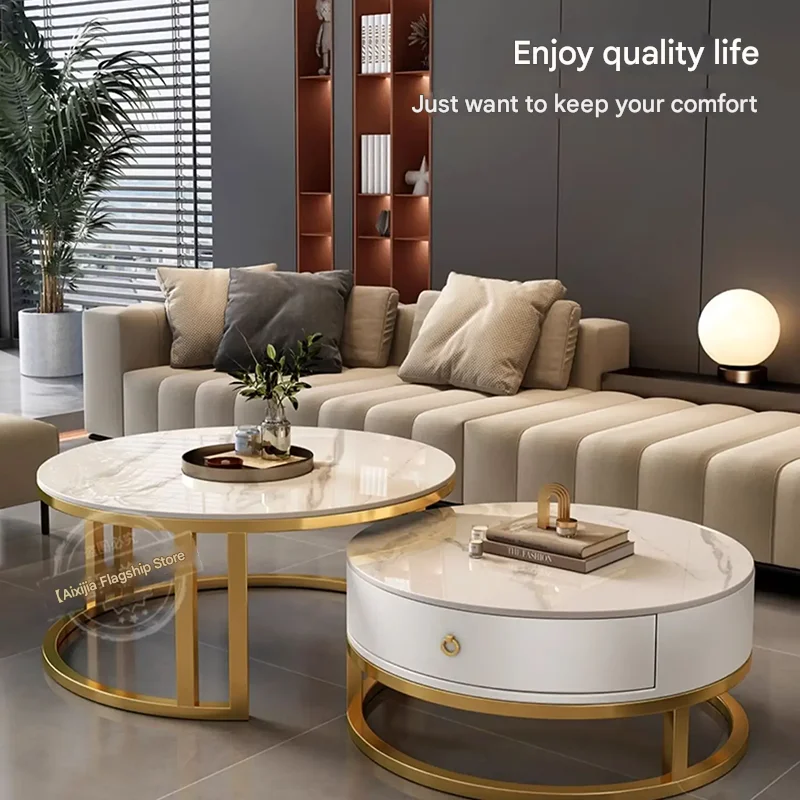 Aesthetic Luxury Coffee Tables Simple Nordic Glam Minimalist Coffee Tables Round Unique Living Room Mesa Centro Unique Furniture