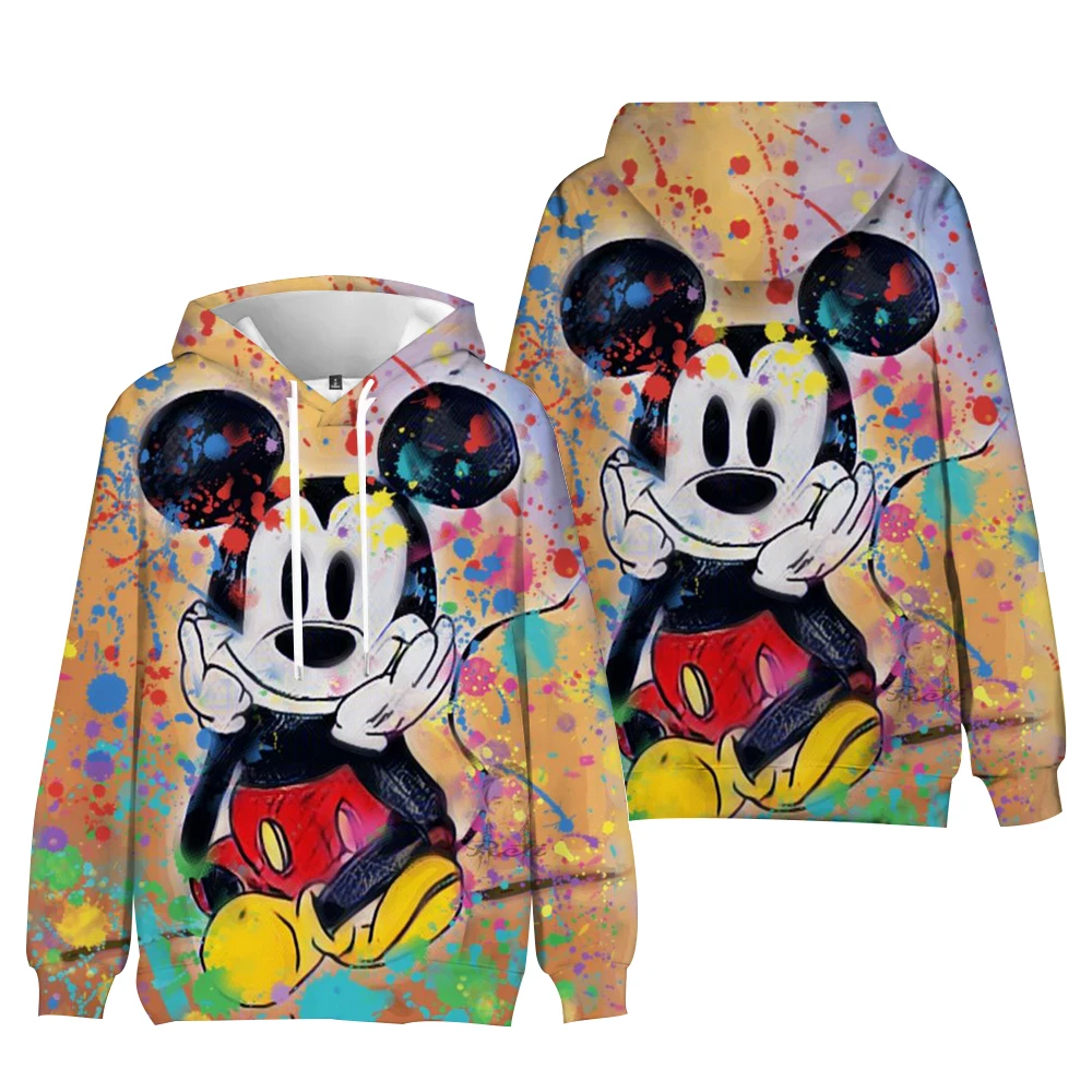 2024 New Street Boys Girls Hoodie Plush Sweatshirt Mickey Minnie Cartoon Disney Brand Fashion Round Neck Ladies Pullover Hoodie