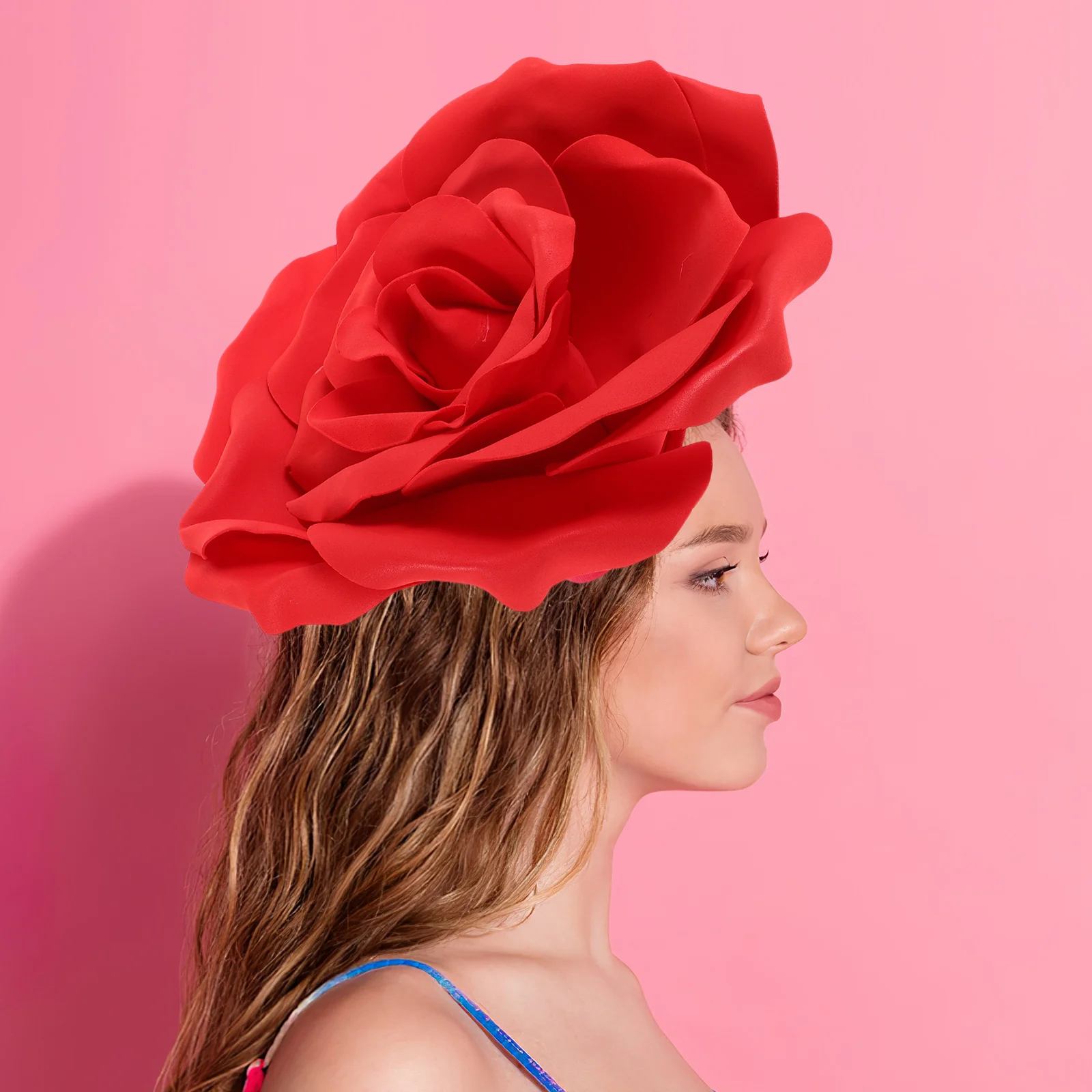 

Exaggerated Rose Birthday Fake Party Photoshoot Floral Headband For Women Wedding Big Garland Vintage Accessories