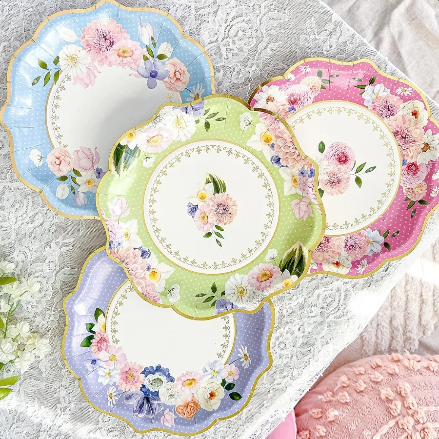 

9 in. Premium Paper Assorted Set of 16 Tea Party Decorations One Size 9 Inch Plates