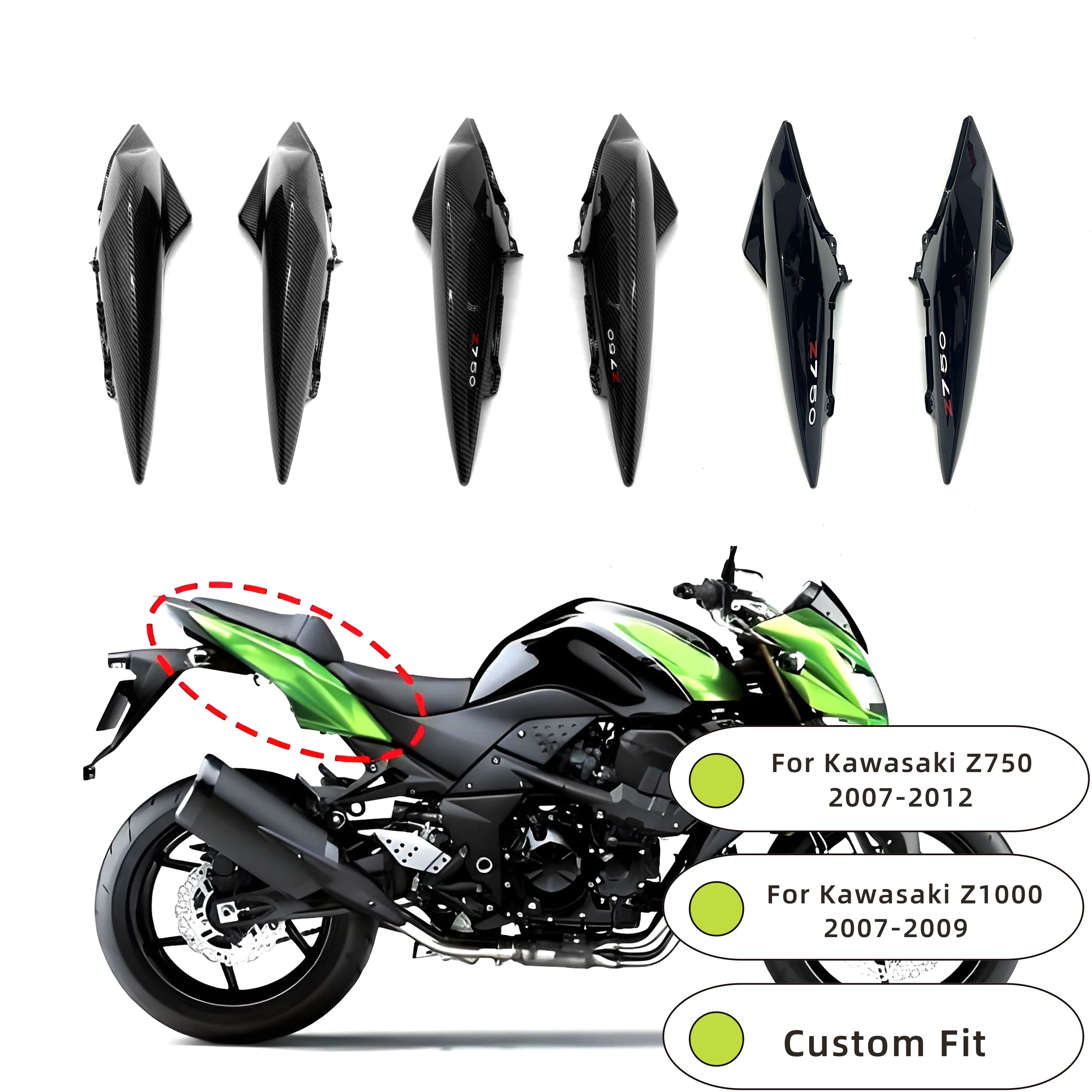 

Для Kawasaki Z750 2007-2012/Z1000 2007-2009 задняя боковая задняя крышка ABS пластик обтекатель комплект кузова