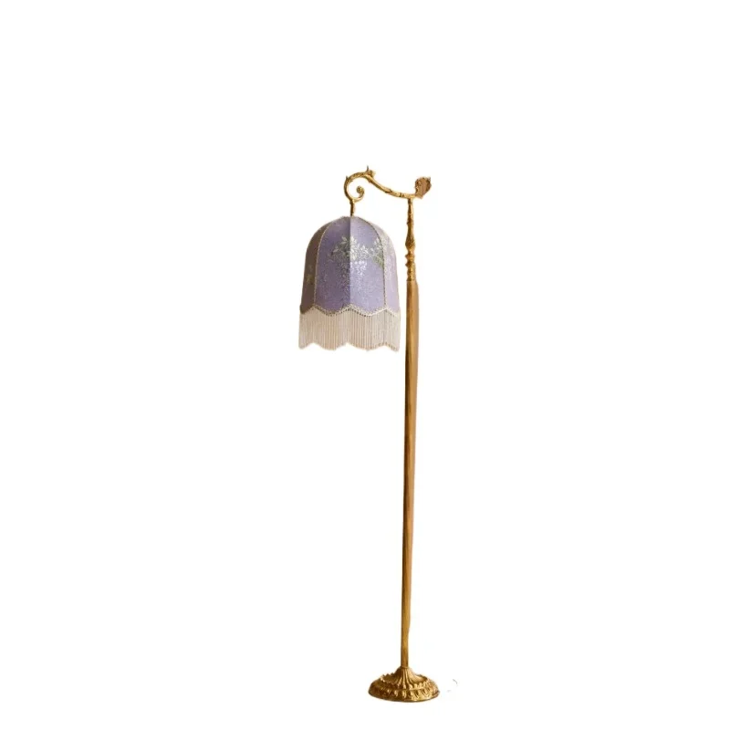 

French Chinese style retro brass desk bedroom dining living room fishing floor lamp