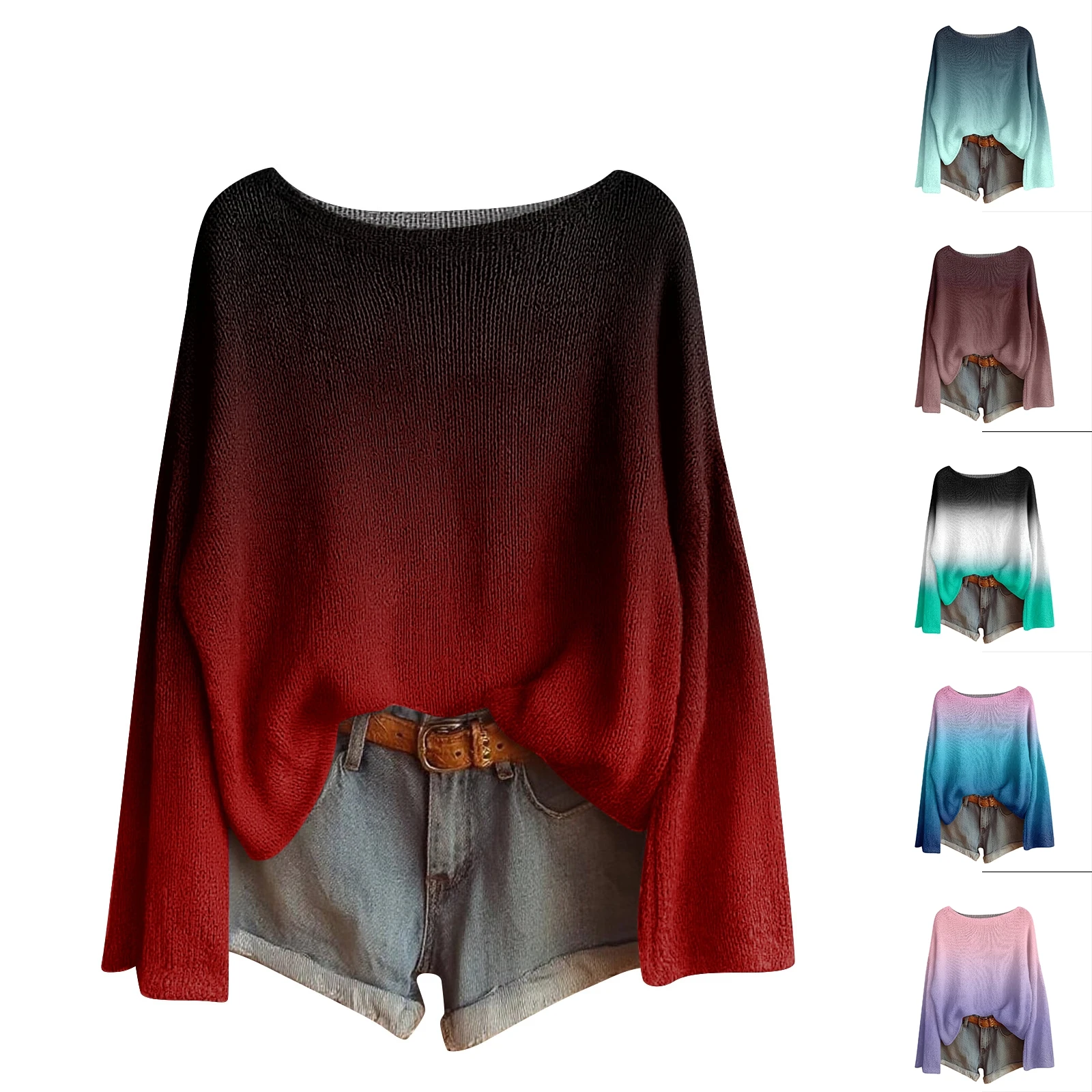 Pull femme pull hiver pull dégradé ample automne haut doux chaud pull basique femme tricoté cachemire couleur unie