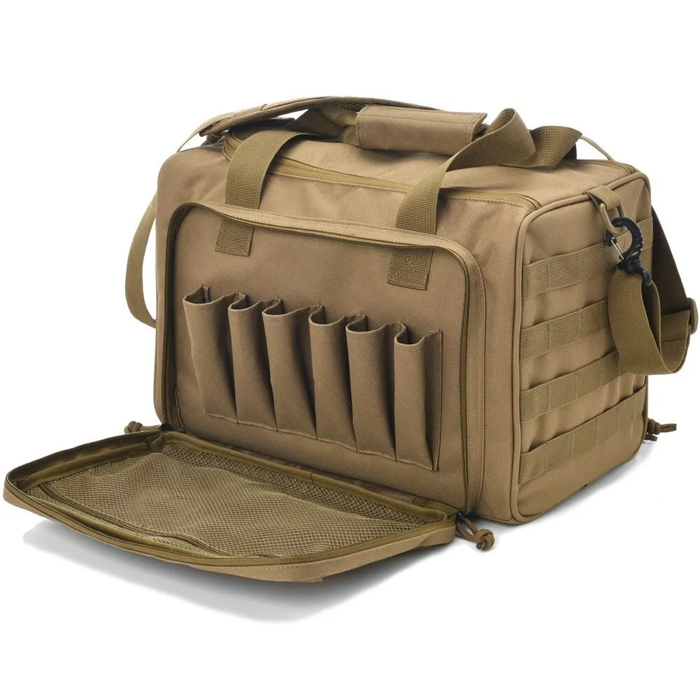 Gun Range opbergtas Molle-systeem Outdoor jachtaccessoire Nylon Gun Tactical Case Bags Pistol Tool Schoudertas Sniper Zwart