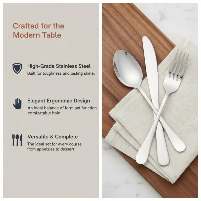 Stainless Steel Flatware Cutlery Set Mirror Finish Rust Proof For: 1/3/5 PCS Home Restaurant Dining view 2