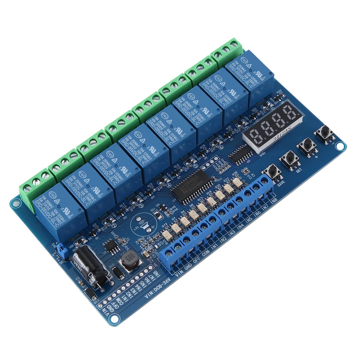 Efficient Dc 8V-36V 8-Channel Multifunction Time Delay Relay Interface Board