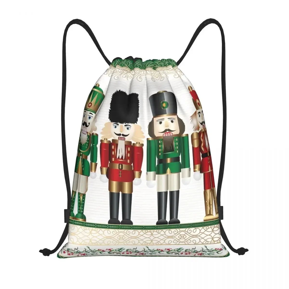 

Merry Christmas Nutcrackers Drawstring Backpack Sports Gym Bag for Men Women Nutcracker Soldier Doll Gift Shopping Sackpack