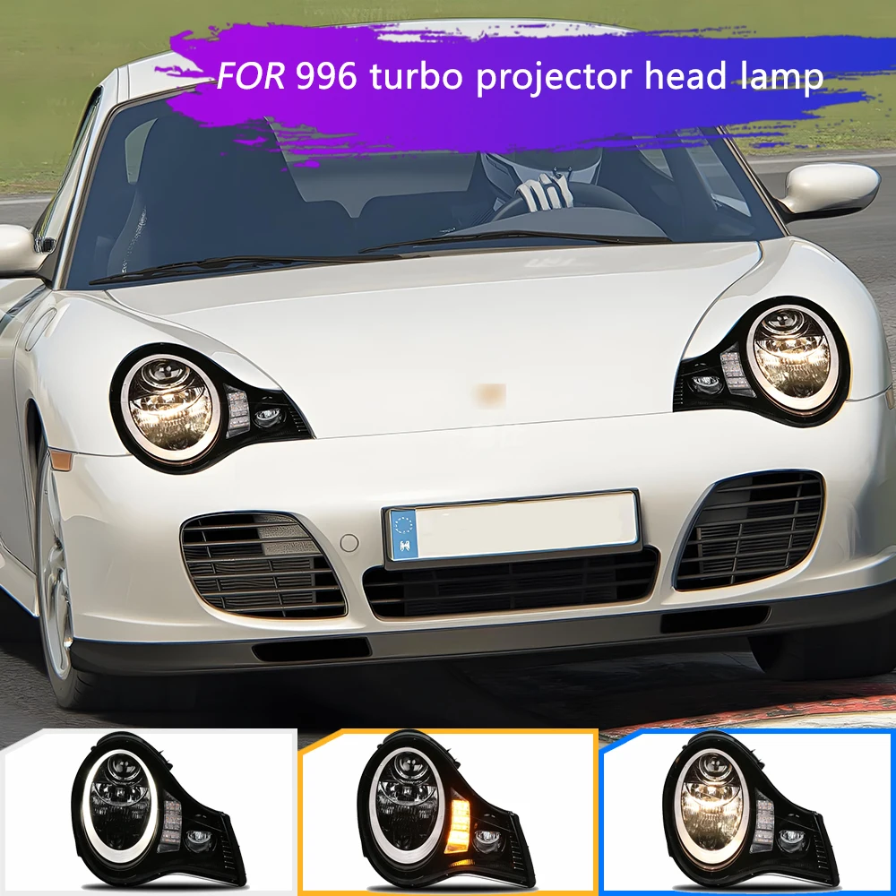 

Head Lamp for Porsche 996 TURBO LED Headlight 1998 1999-2004 Headlights 911 DRL Turn Signal High Beam Angel Eye Projector Lens