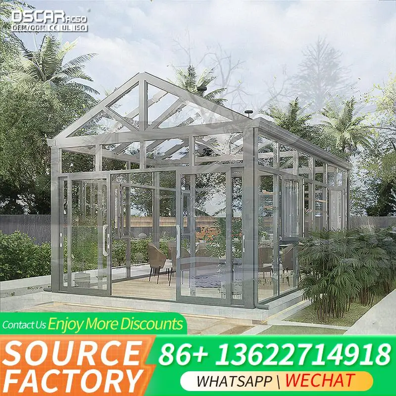 Modern Waterproof Sunproof Aluminum Glass Free Standing Solarium for Courtyard Park Winter Anti Corrosion High End Outdoor Sun S