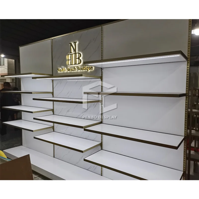 

2025customized. LUXURY handbag store interior design MDF and glass wallet showcase display shelves leather bags display sho