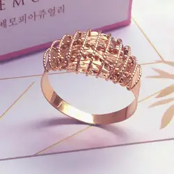 585 purple gold Line sense bead rings for women open oval low-key luxury 14K rose gold solid color wedding jewelry gift