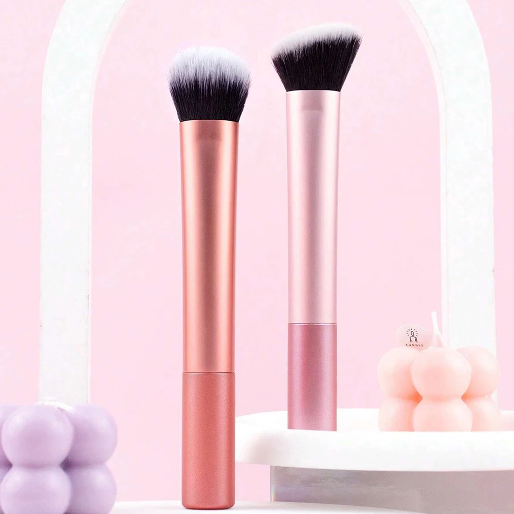 Makeup Brush Set Angle Round Flat Head Foundation Brush Soft Bristle Skin-friendly Makeup Tool for Beauty