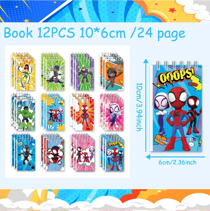 Pocket Mini Cartoon Spider Kids Spiral Notebook & Journal, Children's Stationery Holiday Gifts