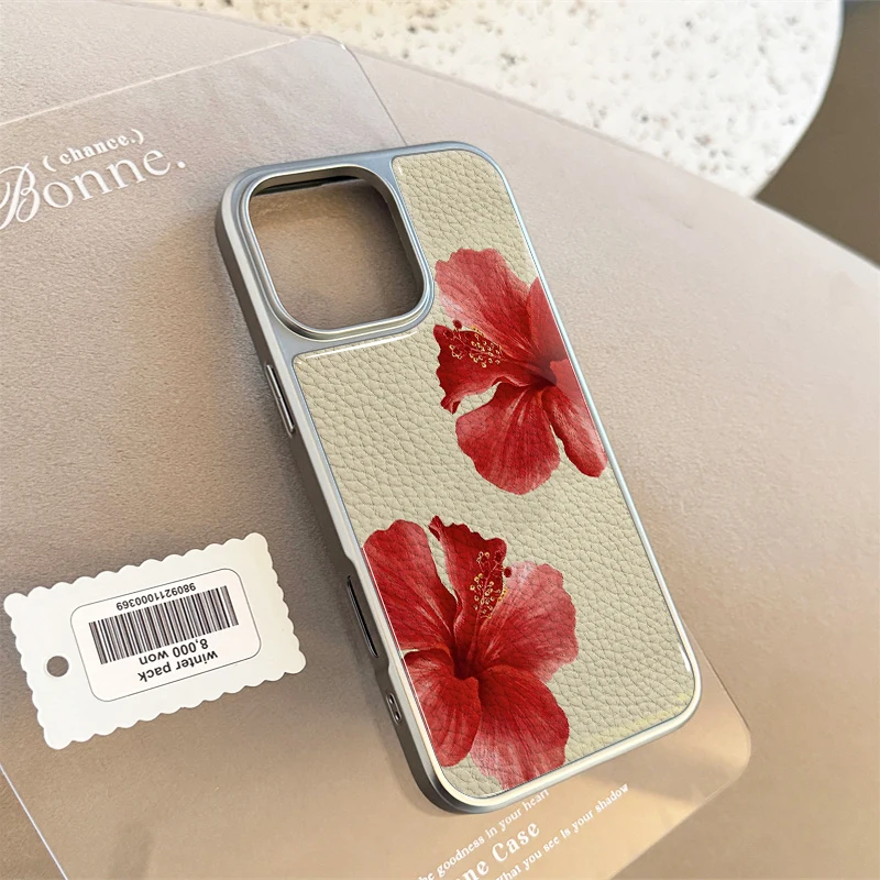 حافظة لهاتف آيفون 11/12/13/14/15/16/17 Pro Max AIR PLUS أنيقة على شكل زهرة حمراء محظوظة