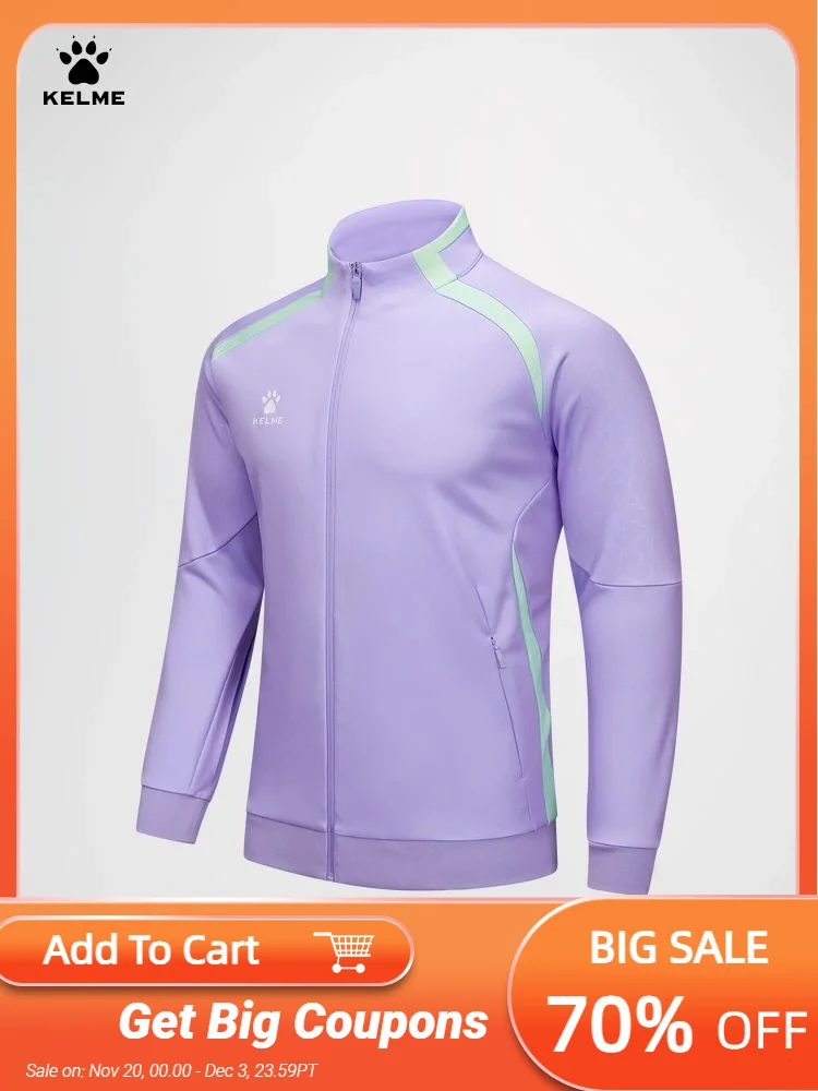 

Kelme Football Training Sports Knitted Jacket Men's Stand Up Collar Cardigan Contrasting Sportswear Running Training Jacket