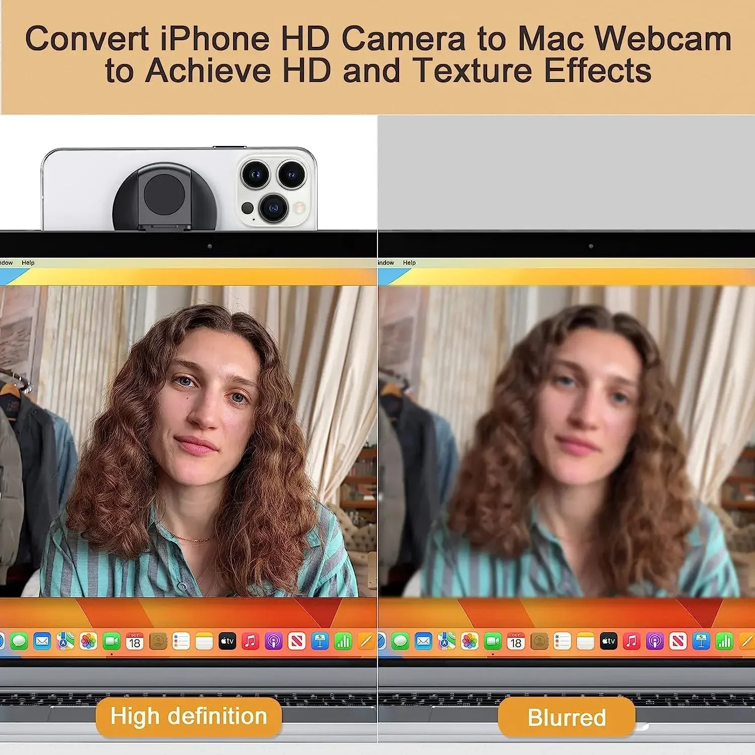 حامل كاميرا استمرارية لأجهزة الكمبيوتر المحمولة MacBook/iPhone 12، 13 & 14، متوافق مع Magsafe، حامل كاميرا ويب iPhone، عرض مكتبي متوافق