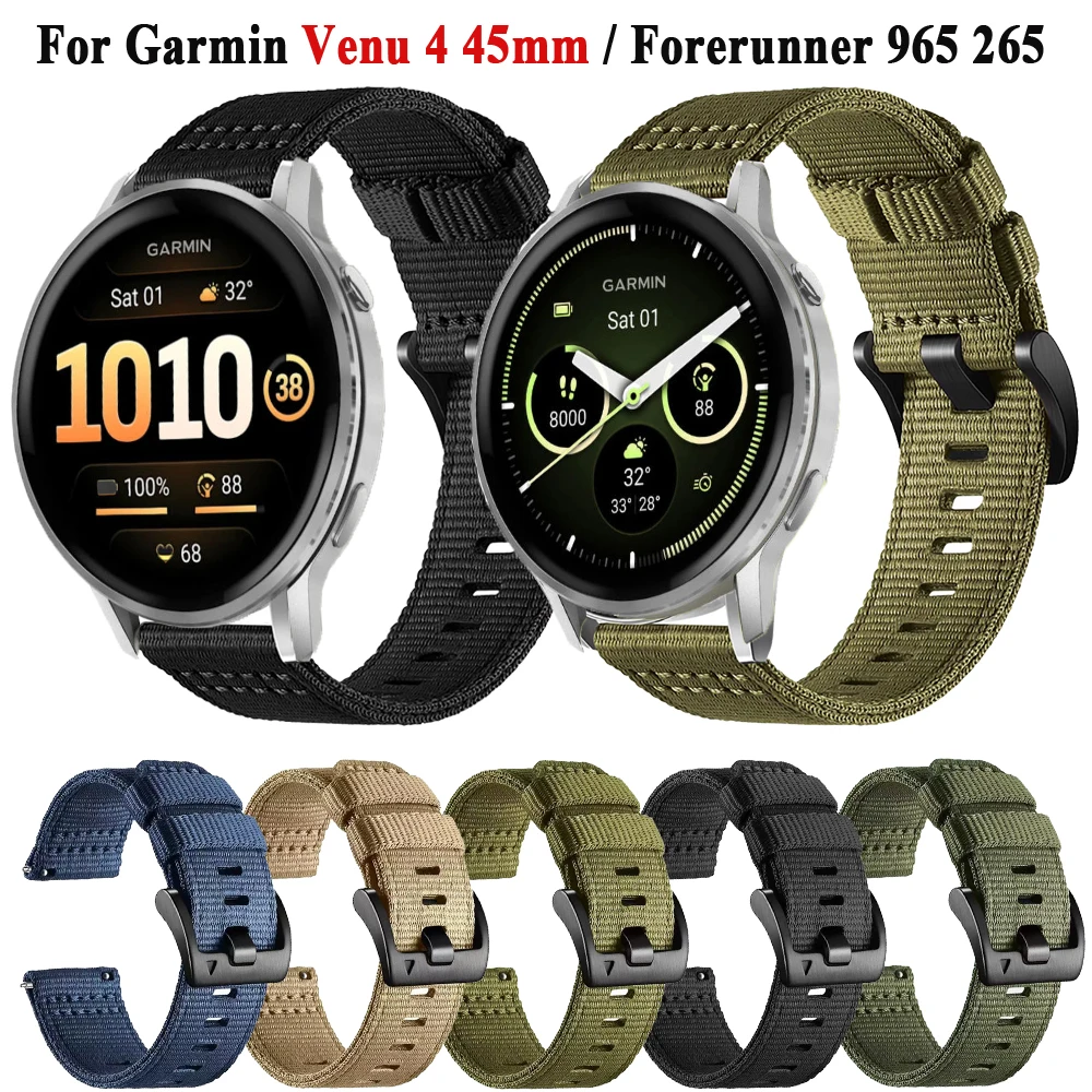 For Garmin Venu 4 3 2 45mm Watch Strap Bracelet 22mm Sports Nylon Loop For Garmin Forerunner 570 96 265 255 Music Wristband