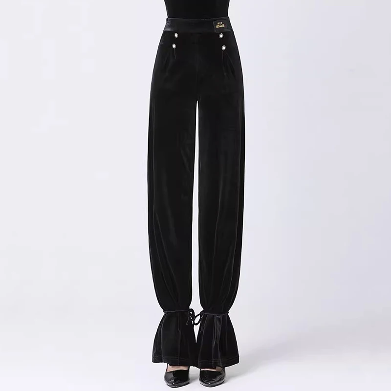 2024 New Latin Dance Pants Women Performance National Standard Waltz Trousers Ladies Black Modern Ballroom Dancewear Costumes