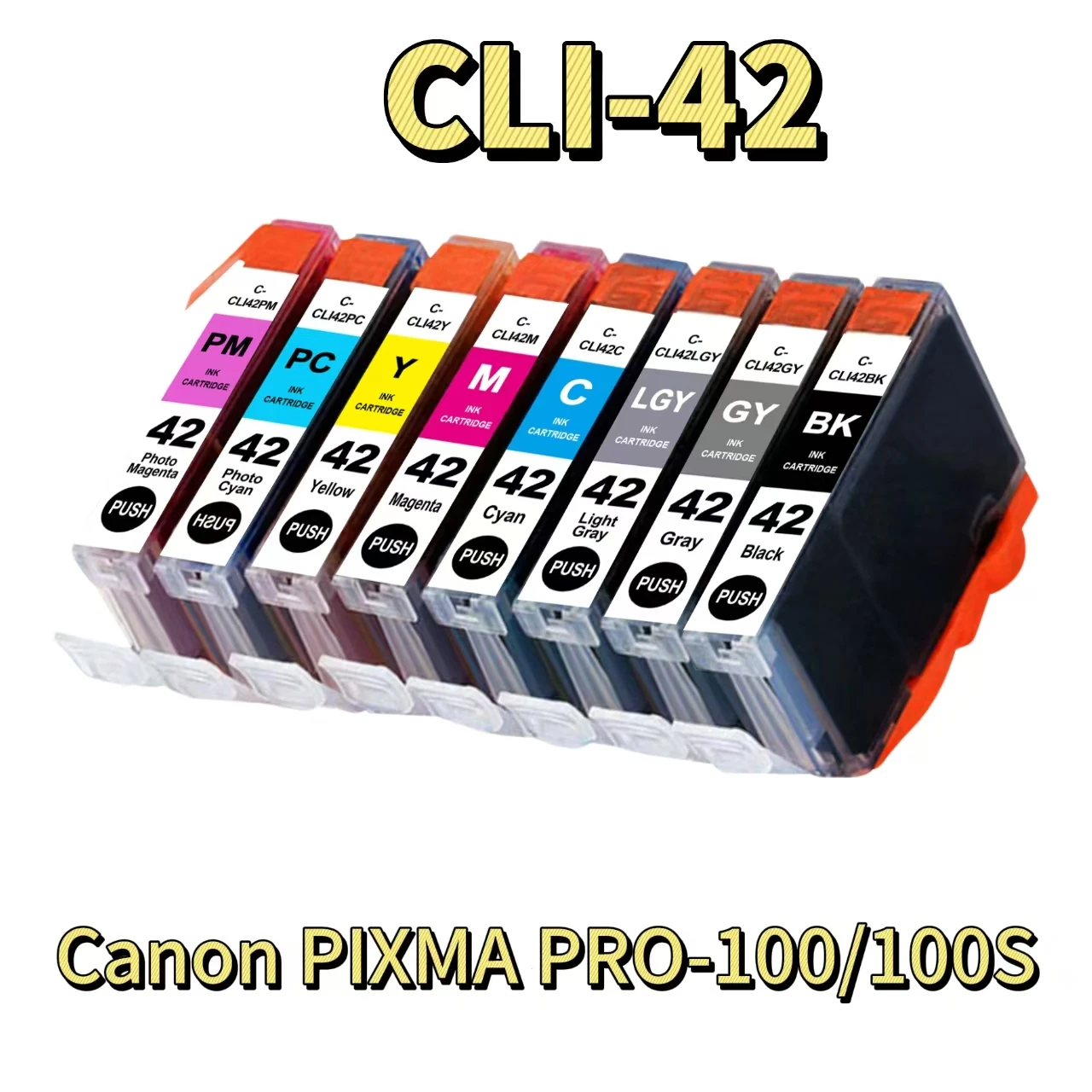 Compatible Ink Cartridges Replacement for Canon CLI-42 for PIXMA PRO-100 Printer 8 Pcs