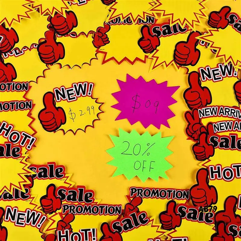 1000 шт., знаки взрыва, знаки магазина, пустая форма звезды, розничная распродажа, бирки, бумажные знаки взрыва для вечеринки в розничном магазине, 10 стилей