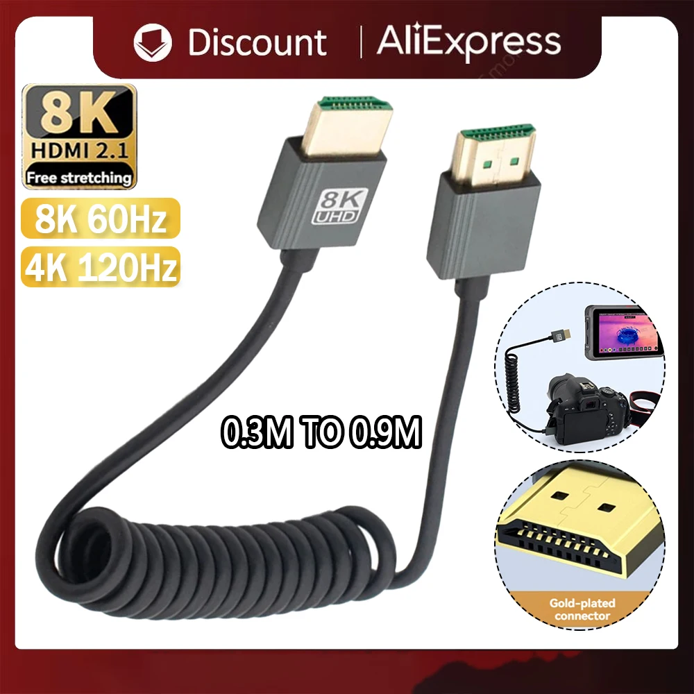 8K HDMI-Compatible 2.1 Cord 48Gbps Extension Converter Male To Male HDMI-Compatible To Mini/Micro HD Cable for Camera To Monitor