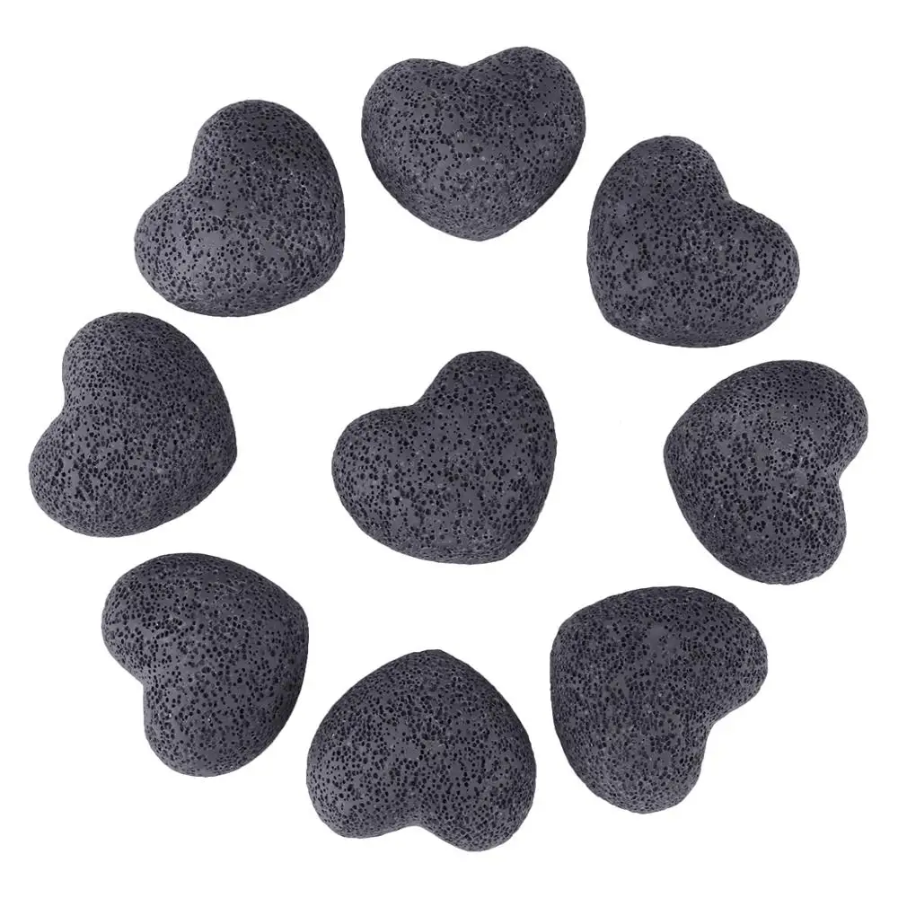 2Pcs/Lot 1.7 inches Puff Love Heart Lava Rock Stone Multicolor Pocket Stone Palm Worry Stone For Chakra Balancing image 2