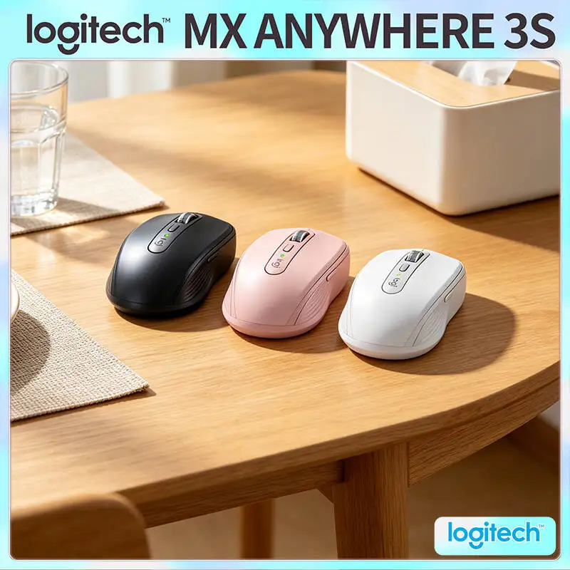 Logitech MX Anywhere 3S Professional Mouse - 8000 DPI, MagSpeed Wheel, Silent Buttons, USB-C Fast Charge, Travel-Ready Design