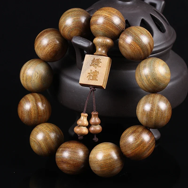 

20mm Green Sandalwood Bracelet Sandalwood Fragrance, Buddha Beads, Submerged, Popular Couple Jewelry for Men and Women