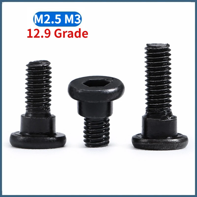 20/50/100/200/500pcs M2.5 M3 Black Grade 12.9 Carbon Steel Stepped Hex Hexagon Socket Shoulder Screws Step Positioning Bolt