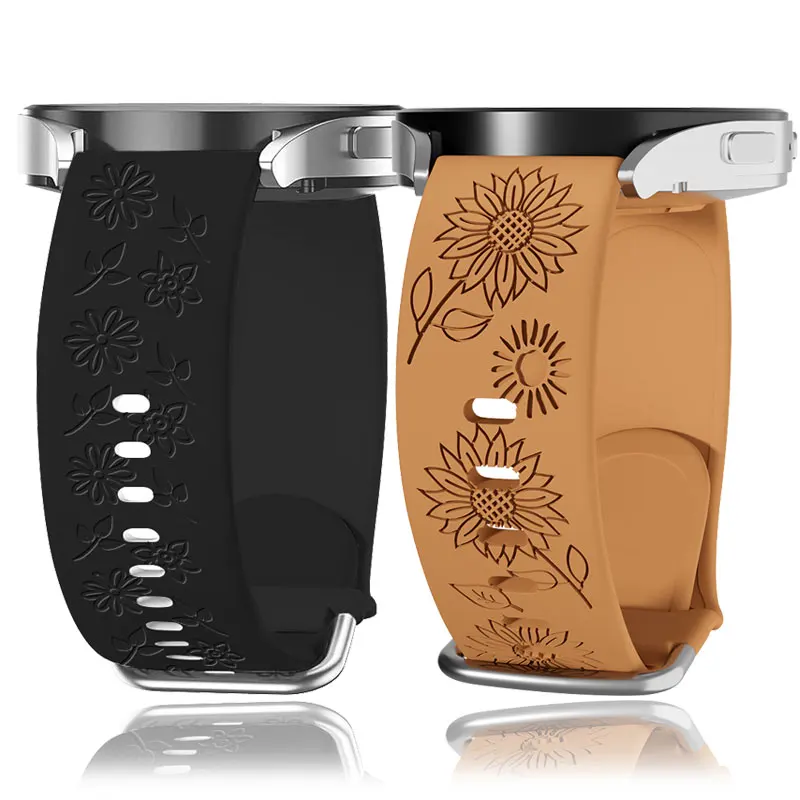 Sunflower Engraved Band Samsung Galaxy Watch 7 6 5 4 FE / Gear S3 /4 6 classic Silicone Strap 20mm 22mm for Amazfit GTS 4 3 2 2e