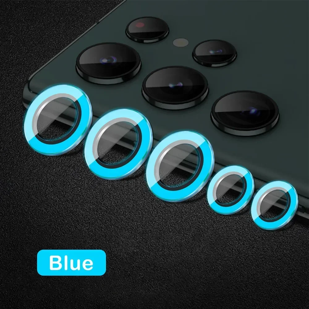 삼성 갤럭시 S24 S25 울트라 S25 플러스 렌즈 보호 링 커버 캡용 야광 후면 카메라 메탈 강화유리 필름 스티커
