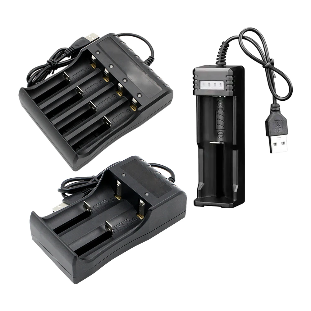 Компактное зарядное устройство USB для зарядки с двумя слотами для 14500 и других литий-ионных аккумуляторов с индикаторной подсветкой