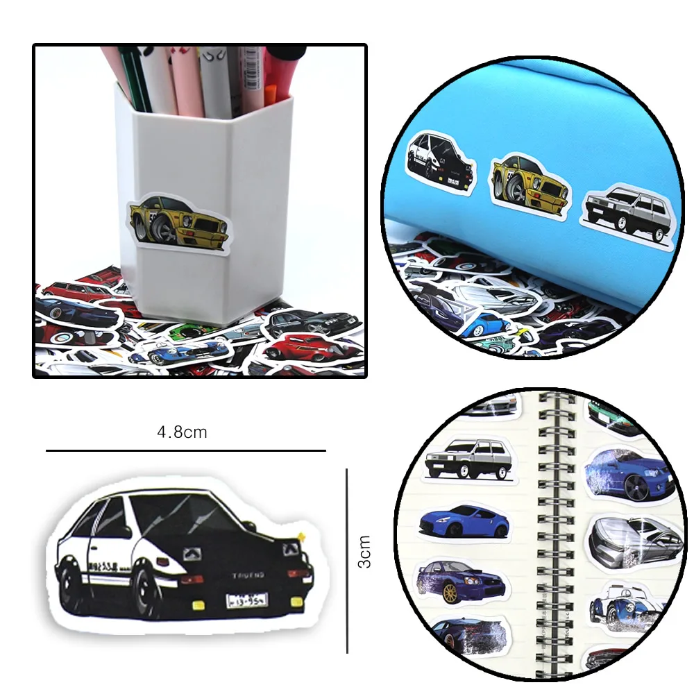 10/50/100 Pcs Retrofit Racing Car Graffiti Stickers Laptop Guitar Luggage Bike Skateboard Waterproof Sticker Decal Kid Toy