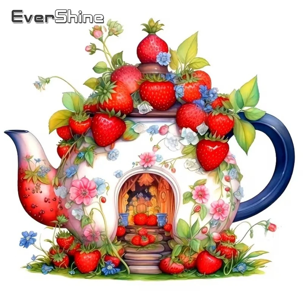 EverShine DIY Diamant-Stickerei Landschaftsgemälde Kessel Neuheit Vollquadrat Runddiamant Mosaik Obst Handgemachtes Geschenk